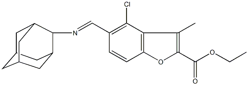 ethyl 5-[(2-adamantylimino)methyl]-4-chloro-3-methyl-1-benzofuran-2-carboxylate 化学構造式