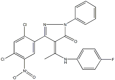 5-{2,4-dichloro-5-nitrophenyl}-4-[1-(4-fluoroanilino)ethylidene]-2-phenyl-2,4-dihydro-3H-pyrazol-3-one 结构式