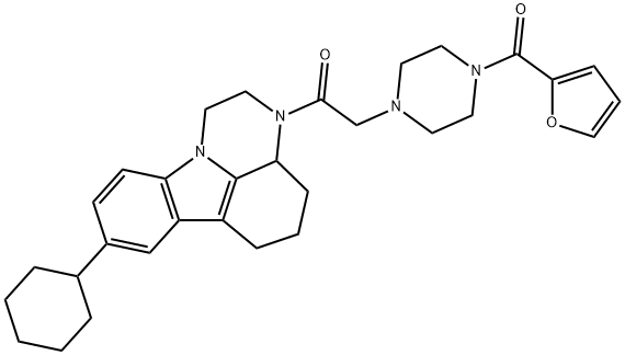 8-cyclohexyl-3-{[4-(2-furoyl)-1-piperazinyl]acetyl}-2,3,3a,4,5,6-hexahydro-1H-pyrazino[3,2,1-jk]carbazole Structure