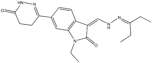 1-ethyl-3-{[2-(1-ethylpropylidene)hydrazino]methylene}-6-(6-oxo-1,4,5,6-tetrahydro-3-pyridazinyl)-1,3-dihydro-2H-indol-2-one 结构式