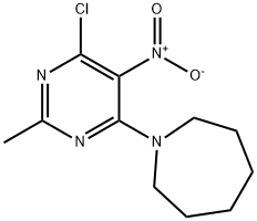 1-{6-chloro-5-nitro-2-methyl-4-pyrimidinyl}azepane Struktur