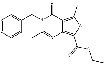 ethyl 3-benzyl-2,5-dimethyl-4-oxo-3,4-dihydrothieno[3,4-d]pyrimidine-7-carboxylate Struktur