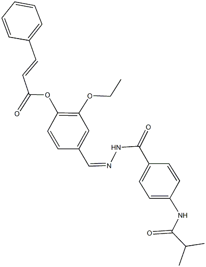 2-ethoxy-4-{2-[4-(isobutyrylamino)benzoyl]carbohydrazonoyl}phenyl 3-phenylacrylate 化学構造式