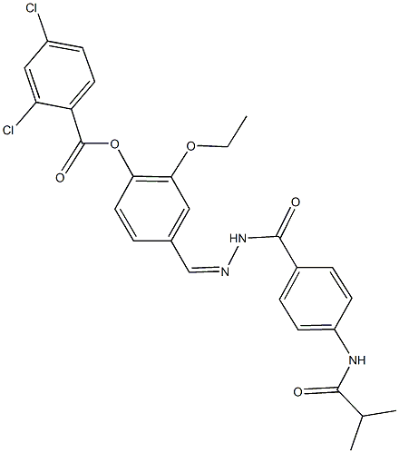 2-ethoxy-4-{2-[4-(isobutyrylamino)benzoyl]carbohydrazonoyl}phenyl 2,4-dichlorobenzoate Structure