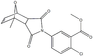 methyl 2-chloro-5-(1-methyl-3,5-dioxo-10-oxa-4-azatricyclo[5.2.1.0~2,6~]dec-8-en-4-yl)benzoate Struktur