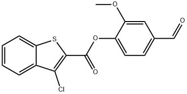 4-formyl-2-methoxyphenyl 3-chloro-1-benzothiophene-2-carboxylate Struktur