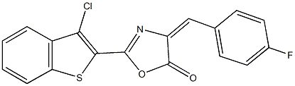 2-(3-chloro-1-benzothien-2-yl)-4-(4-fluorobenzylidene)-1,3-oxazol-5(4H)-one 化学構造式
