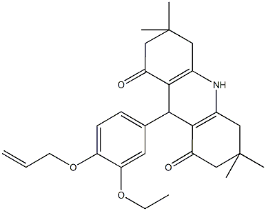9-[4-(allyloxy)-3-ethoxyphenyl]-3,3,6,6-tetramethyl-3,4,6,7,9,10-hexahydro-1,8(2H,5H)-acridinedione Structure
