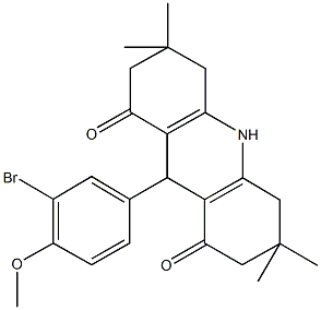 9-(3-bromo-4-methoxyphenyl)-3,3,6,6-tetramethyl-3,4,6,7,9,10-hexahydro-1,8(2H,5H)-acridinedione 化学構造式