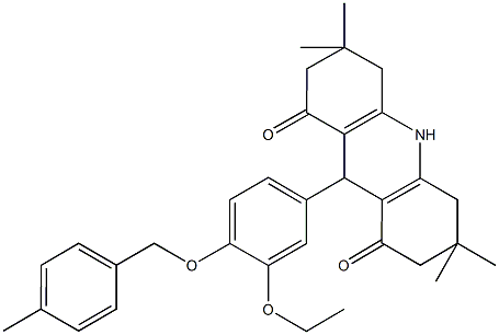 9-{3-ethoxy-4-[(4-methylbenzyl)oxy]phenyl}-3,3,6,6-tetramethyl-3,4,6,7,9,10-hexahydro-1,8(2H,5H)-acridinedione 结构式