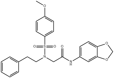 N-(1,3-benzodioxol-5-yl)-2-[[(4-methoxyphenyl)sulfonyl](2-phenylethyl)amino]acetamide Struktur