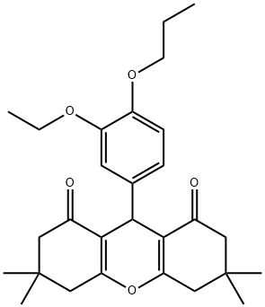 9-(3-ethoxy-4-propoxyphenyl)-3,3,6,6-tetramethyl-3,4,5,6,7,9-hexahydro-1H-xanthene-1,8(2H)-dione 化学構造式
