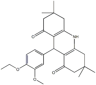 9-(4-ethoxy-3-methoxyphenyl)-3,3,6,6-tetramethyl-3,4,6,7,9,10-hexahydro-1,8(2H,5H)-acridinedione Structure