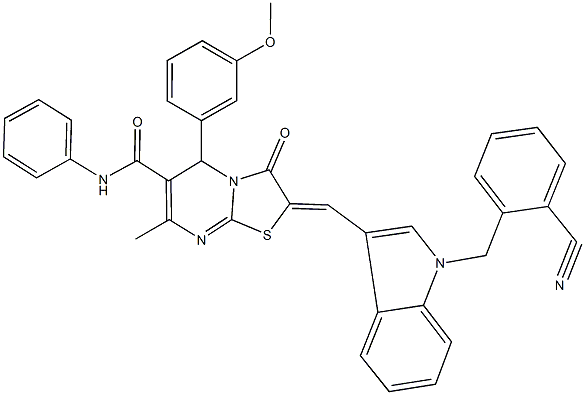 352559-45-6 2-{[1-(2-cyanobenzyl)-1H-indol-3-yl]methylene}-5-(3-methoxyphenyl)-7-methyl-3-oxo-N-phenyl-2,3-dihydro-5H-[1,3]thiazolo[3,2-a]pyrimidine-6-carboxamide