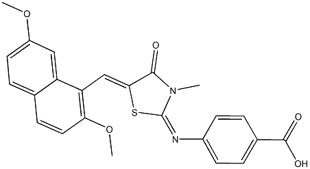 4-({5-[(2,7-dimethoxy-1-naphthyl)methylene]-3-methyl-4-oxo-1,3-thiazolidin-2-ylidene}amino)benzoic acid,352559-52-5,结构式