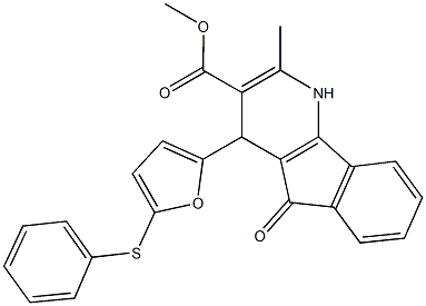 methyl 2-methyl-5-oxo-4-[5-(phenylsulfanyl)-2-furyl]-4,5-dihydro-1H-indeno[1,2-b]pyridine-3-carboxylate Structure