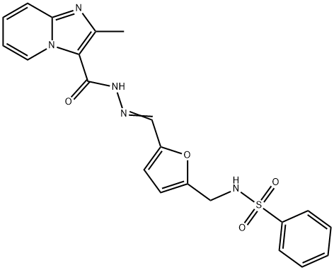 N-[(5-{2-[(2-methylimidazo[1,2-a]pyridin-3-yl)carbonyl]carbohydrazonoyl}-2-furyl)methyl]benzenesulfonamide 化学構造式