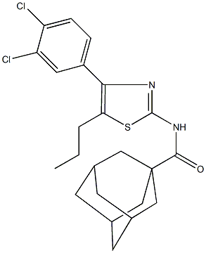 N-[4-(3,4-dichlorophenyl)-5-propyl-1,3-thiazol-2-yl]-1-adamantanecarboxamide 化学構造式