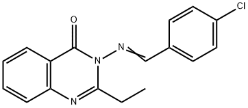3-[(4-chlorobenzylidene)amino]-2-ethyl-4(3H)-quinazolinone 化学構造式