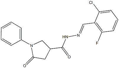 N'-(2-chloro-6-fluorobenzylidene)-5-oxo-1-phenyl-3-pyrrolidinecarbohydrazide Struktur