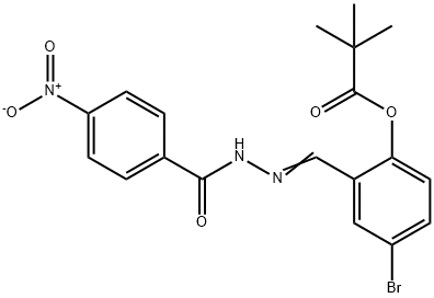 4-bromo-2-(2-{4-nitrobenzoyl}carbohydrazonoyl)phenyl pivalate 化学構造式