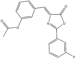 3-[(2-(3-fluorophenyl)-5-oxo-1,3-oxazol-4(5H)-ylidene)methyl]phenyl acetate Structure