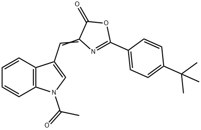 4-[(1-acetyl-1H-indol-3-yl)methylene]-2-(4-tert-butylphenyl)-1,3-oxazol-5(4H)-one Struktur