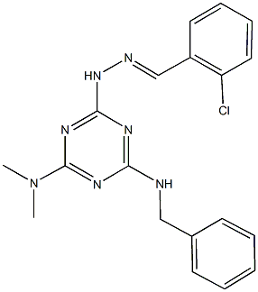 2-chlorobenzaldehyde [4-(benzylamino)-6-(dimethylamino)-1,3,5-triazin-2-yl]hydrazone 结构式