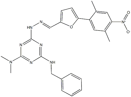 5-{4-nitro-2,5-dimethylphenyl}-2-furaldehyde [4-(benzylamino)-6-(dimethylamino)-1,3,5-triazin-2-yl]hydrazone Structure