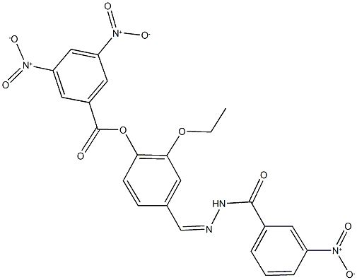 2-ethoxy-4-(2-{3-nitrobenzoyl}carbohydrazonoyl)phenyl 3,5-bisnitrobenzoate Struktur