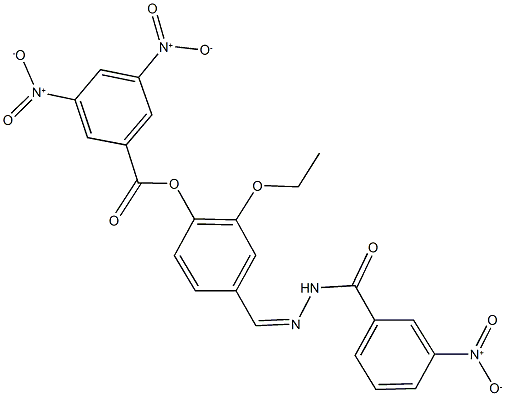 2-ethoxy-4-(2-{3-nitrobenzoyl}carbohydrazonoyl)phenyl 3,5-bisnitrobenzoate Structure