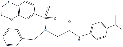 2-[benzyl(2,3-dihydro-1,4-benzodioxin-6-ylsulfonyl)amino]-N-(4-isopropylphenyl)acetamide,352563-07-6,结构式