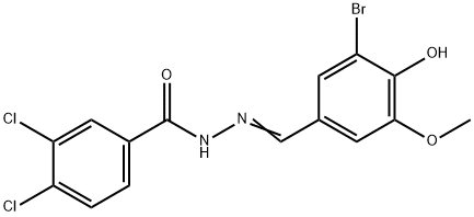 N'-(3-bromo-4-hydroxy-5-methoxybenzylidene)-3,4-dichlorobenzohydrazide 结构式