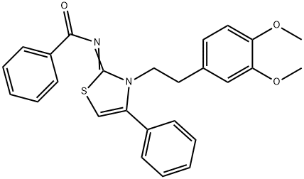 N-(3-[2-(3,4-dimethoxyphenyl)ethyl]-4-phenyl-1,3-thiazol-2(3H)-ylidene)benzamide Structure
