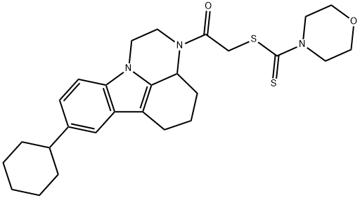 2-(8-cyclohexyl-1,2,3a,4,5,6-hexahydro-3H-pyrazino[3,2,1-jk]carbazol-3-yl)-2-oxoethyl 4-morpholinecarbodithioate Struktur