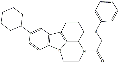 8-cyclohexyl-3-[(phenylsulfanyl)acetyl]-2,3,3a,4,5,6-hexahydro-1H-pyrazino[3,2,1-jk]carbazole,352564-87-5,结构式