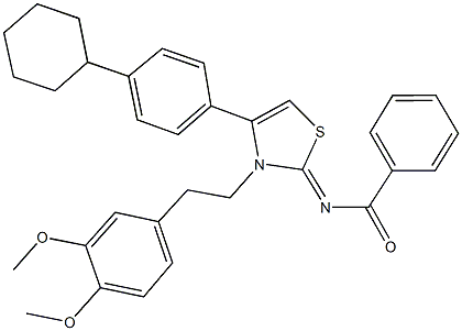 N-(4-(4-cyclohexylphenyl)-3-[2-(3,4-dimethoxyphenyl)ethyl]-1,3-thiazol-2(3H)-ylidene)benzamide Struktur