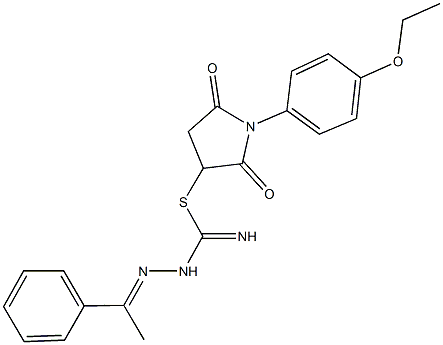 1-(4-ethoxyphenyl)-2,5-dioxo-3-pyrrolidinyl 2-(1-phenylethylidene)hydrazinecarbimidothioate 化学構造式