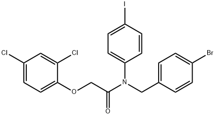 N-(4-bromobenzyl)-2-(2,4-dichlorophenoxy)-N-(4-iodophenyl)acetamide 化学構造式