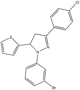 1-(3-bromophenyl)-3-(4-chlorophenyl)-5-(2-thienyl)-4,5-dihydro-1H-pyrazole Structure