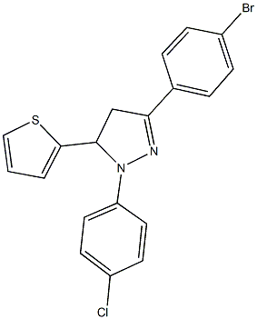 3-(4-bromophenyl)-1-(4-chlorophenyl)-5-(2-thienyl)-4,5-dihydro-1H-pyrazole Structure