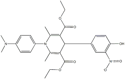 diethyl 1-[4-(dimethylamino)phenyl]-4-{4-hydroxy-3-nitrophenyl}-2,6-dimethyl-1,4-dihydro-3,5-pyridinedicarboxylate,352638-97-2,结构式