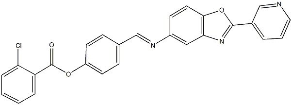 4-({[2-(3-pyridinyl)-1,3-benzoxazol-5-yl]imino}methyl)phenyl 2-chlorobenzoate Structure