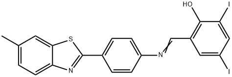 2,4-diiodo-6-({[4-(6-methyl-1,3-benzothiazol-2-yl)phenyl]imino}methyl)phenol 结构式