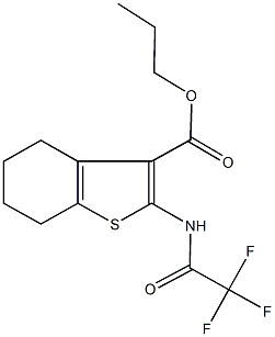 propyl 2-[(trifluoroacetyl)amino]-4,5,6,7-tetrahydro-1-benzothiophene-3-carboxylate 化学構造式