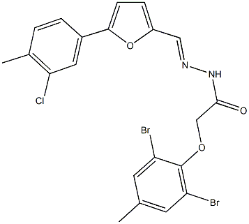 N'-{[5-(3-chloro-4-methylphenyl)-2-furyl]methylene}-2-(2,6-dibromo-4-methylphenoxy)acetohydrazide Struktur