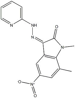 5-nitro-1,7-dimethyl-1H-indole-2,3-dione 3-(2-pyridinylhydrazone) 结构式