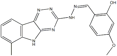 2-hydroxy-4-methoxybenzaldehyde (6-methyl-5H-[1,2,4]triazino[5,6-b]indol-3-yl)hydrazone,352640-00-7,结构式