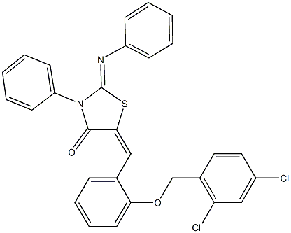 5-{2-[(2,4-dichlorobenzyl)oxy]benzylidene}-3-phenyl-2-(phenylimino)-1,3-thiazolidin-4-one Structure
