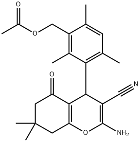 3-(2-amino-3-cyano-7,7-dimethyl-5-oxo-5,6,7,8-tetrahydro-4H-chromen-4-yl)-2,4,6-trimethylbenzyl acetate|